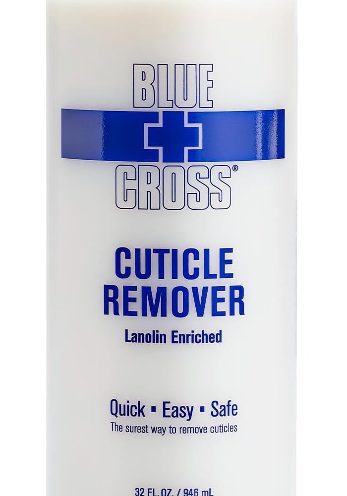 Blue Cross Cuticle Remover Oil - Hydrating, Moisturizing, and Strengthening Formula with Lanolin for Brittle Nails and Dry Cuticles, 32 Ounce - Image 1